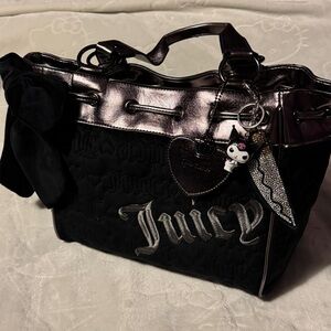 NWT Juicy Couture Black Daydreamer Vintage Dreams Tote Bag Gunmetal Liquorice